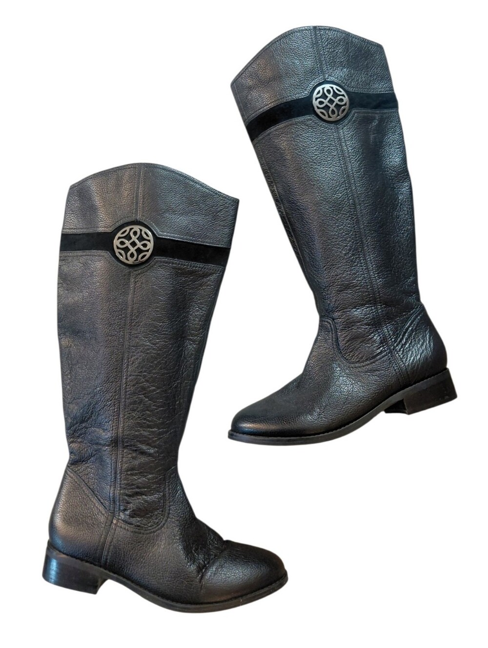 Franco Fortini Stamford Wide Knee High Black Boots Leather Riding Boots 9.5 W